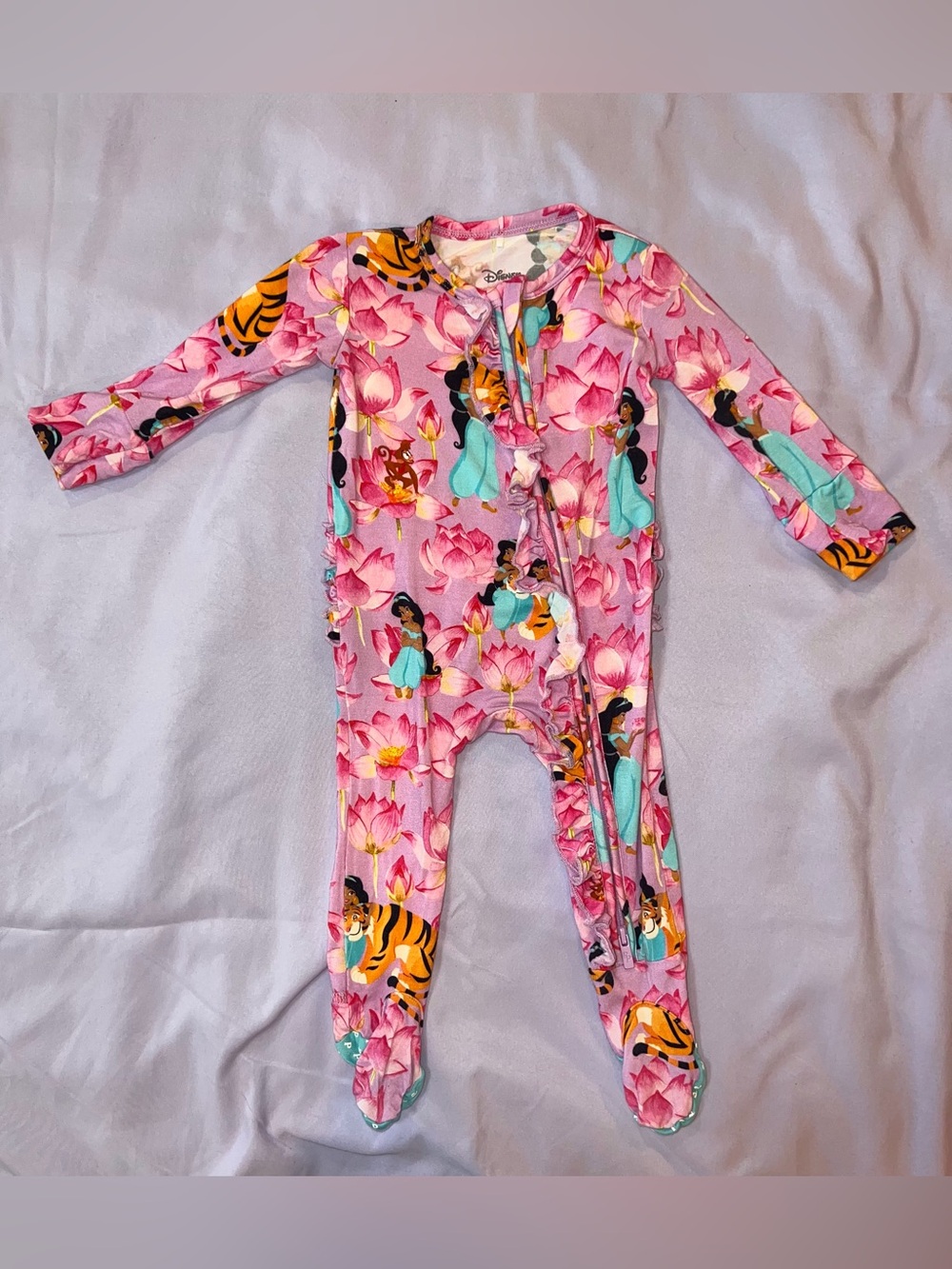Posh Peanut Pink Floral & Turquoise Print Footed One-Piece